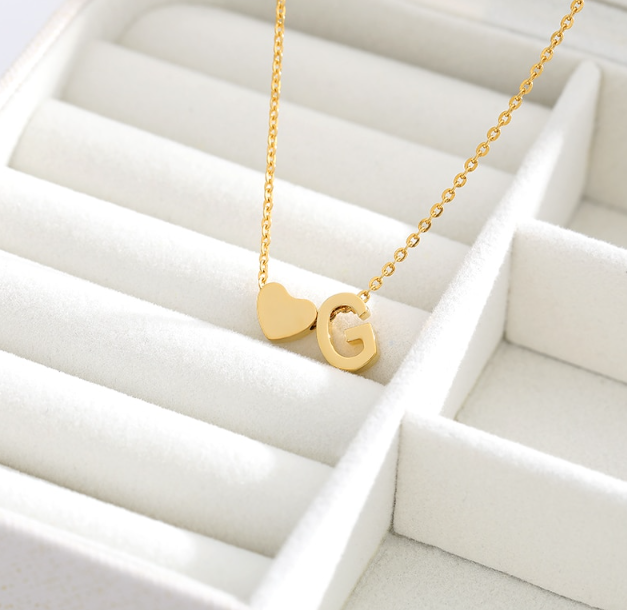 Letter Heart Initial Necklaces