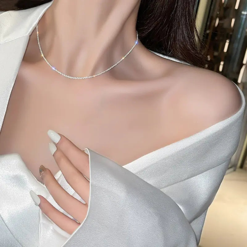 Clavicle Titanium  Choker Necklace