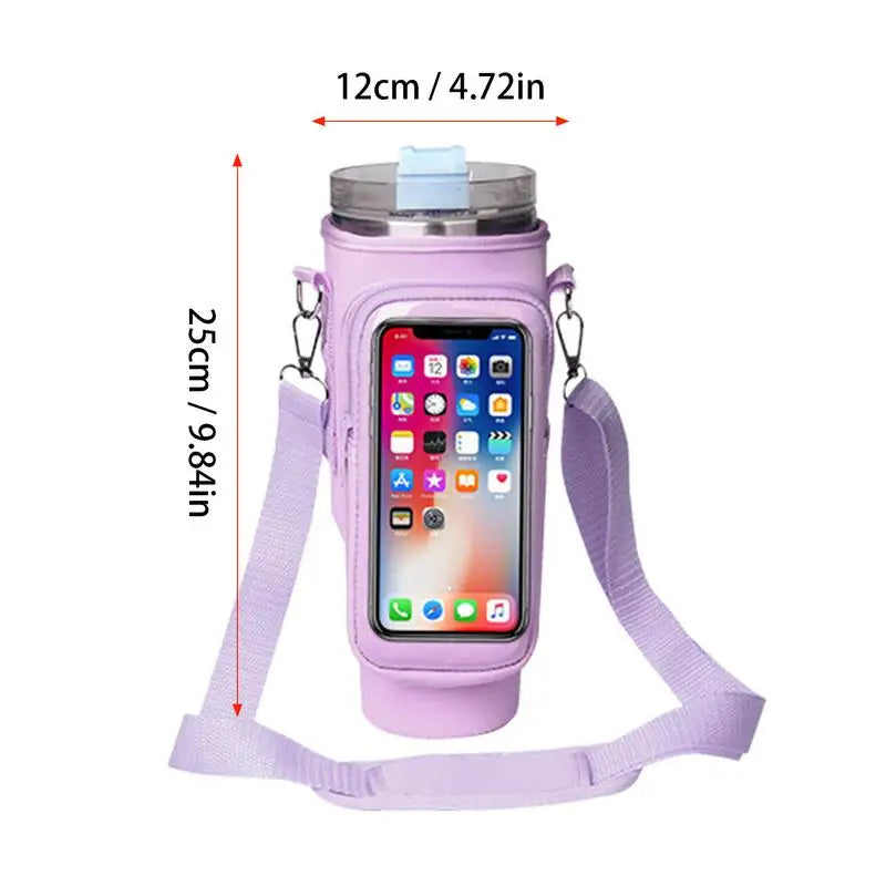 Tumbler Carrier Bag With Pouch Crossbody Neoprene Tumbler Carrier Bag Cup Holder With Pouch Protective Water Bottle Handbags