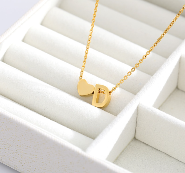 Letter Heart Initial Necklaces