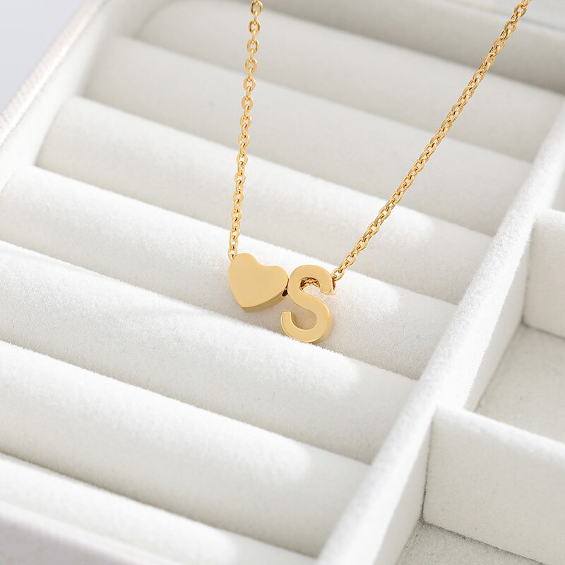 Letter Heart Initial Necklaces