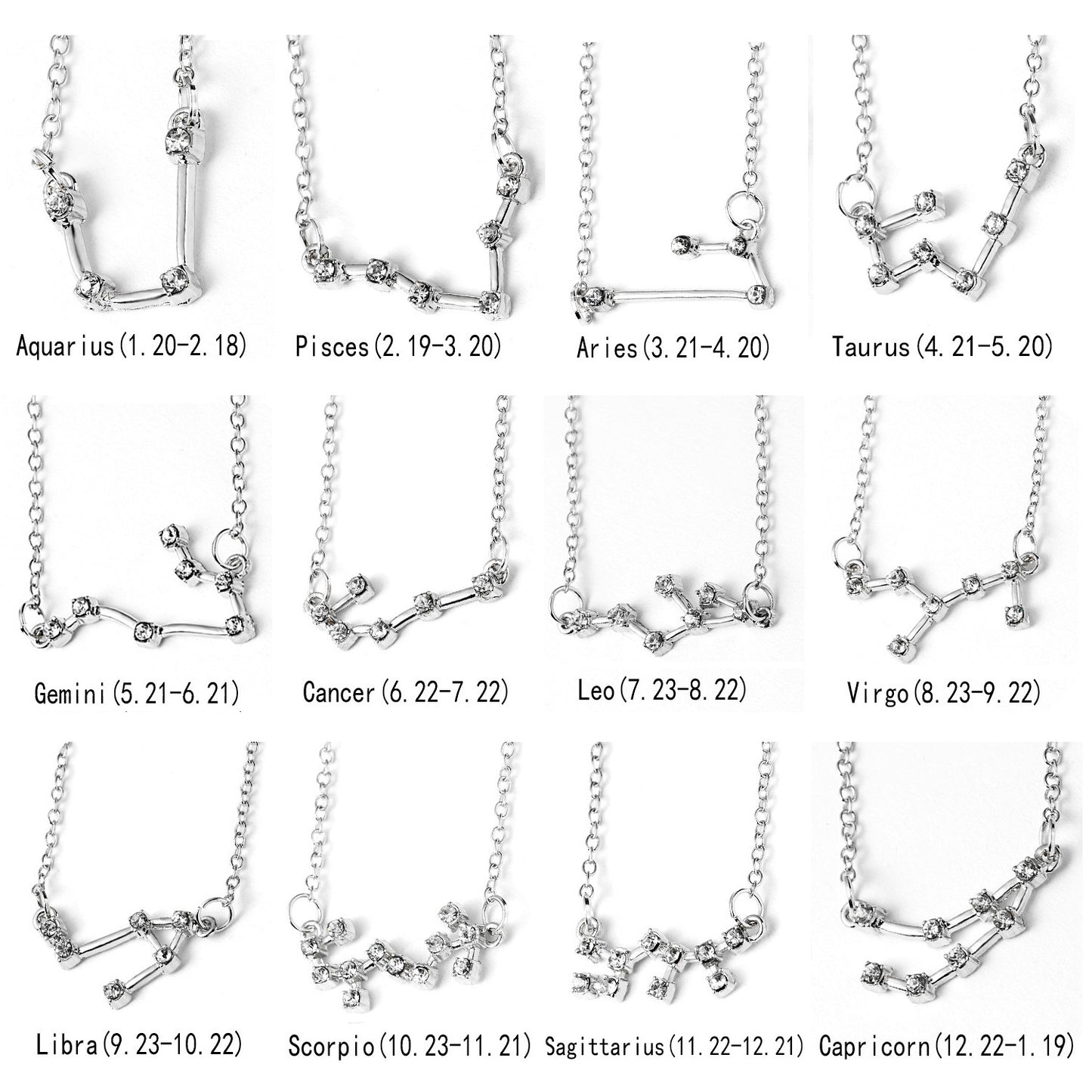 12 Constellation Zodiac Sign Necklace